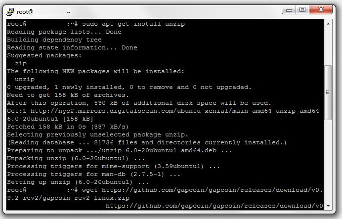root-wget-unzip-gapcoin.jpg